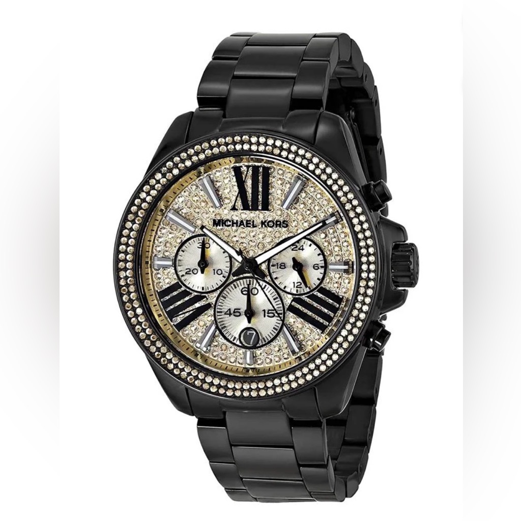 Michael Kors Black And Gold Chronograph Watch
